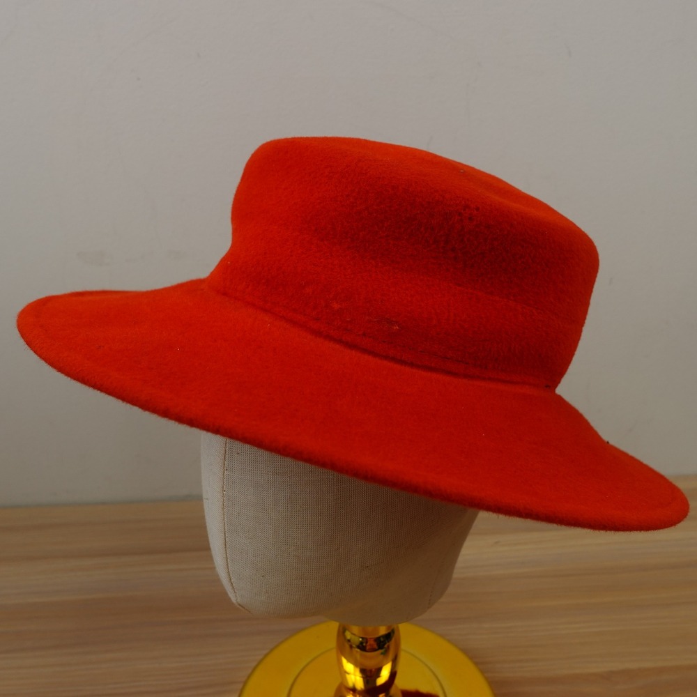 Vintage Boho Chic Wool Felt Fedora Hat Red Orange Genuine Velour HENRY POLLAK